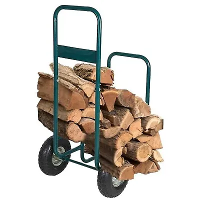 LUCKYERMORE Firewood Log Rack Cart Carrier Wood Dolly Mover Hauler Holder Wheel • $59.99