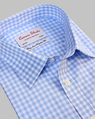 £19.99 • Buy Men's Formal Shirt Blue Gingham Luxury Regular Fit & Slim Fit
