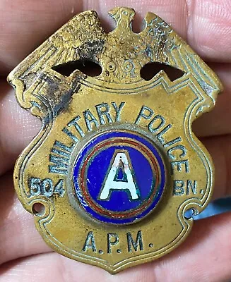 Antique WWII U.S. Army 504th Battalion 3rd Army “ MP “ BADGE Military • $499.99