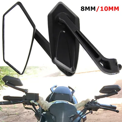 Pair Motorcycle Rear View Side Mirrors 8mm 10mm For Honda Suzuki Yamaha Kawasaki • $14.88