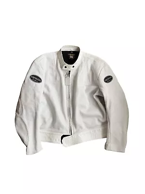 Vintage Vanson Leather Jacket White Perforated Size 62 Authentic Motorcycle USA • $299.99