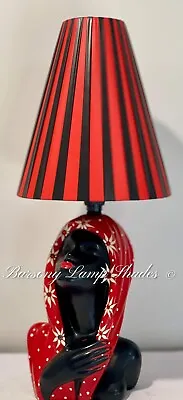 Plastic Ribbon Red & Black Stripe Lampshade Medium  Tall Cone* Barsony Lady Lamp • $125