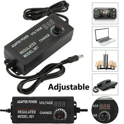 Electrical AC/DC Power Supply Adapter 3-24V Adjustable Voltage Charger Variable • £11.19