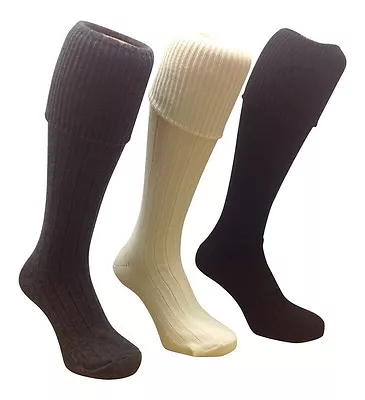 Men's Quality Kilt Hose Socks With Rib Turn Over Top Wool Mix Knee High UK Made • $5.91