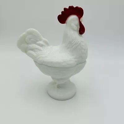 Westmoreland Rooster Milk Glass 2 Pieces Lid Candy Dish Home Decor Large  • $79