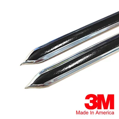 $59.99 • Buy Vintage Style 5/8  Black & Chrome Side Body Trim Molding - Formed Pointed Ends