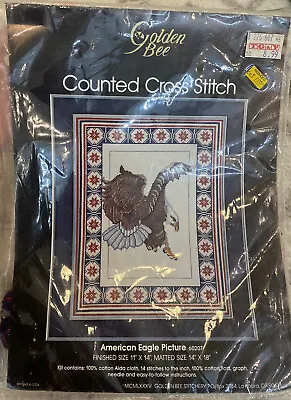 Vintage Golden Bee Counted Cross-stitch American Eagle Picture Kit - New • $15