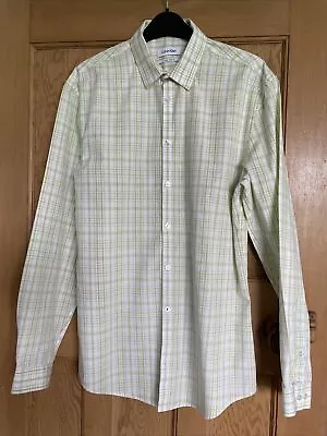 Men’s Calvin Klein Shirt Size Small Green & White Check Long Sleeved • £7.99