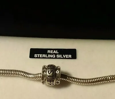 Charm Company SISTER Sterling Silver 925 Barrel Charm Clear Rhinestones GIFT • £8.50