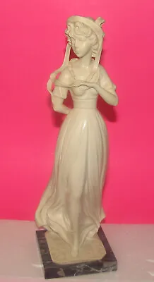 Vintage A. Santini Lady In Bonnet Statue Sculpture 13 Alabastur • $43