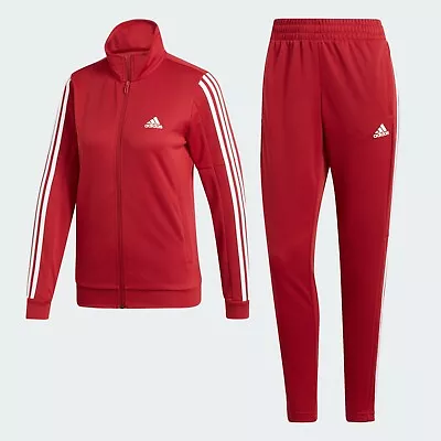 $61.98 • Buy Adidas Women Ladies WTS Team Sports Track Suit Tracksuit Maroon White EK4278 Red