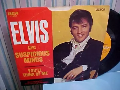 Elvis Presley - NM VINYL & VG++ PIC SLEEVE & GREAT AUDIO - Suspicious Minds • $14.99