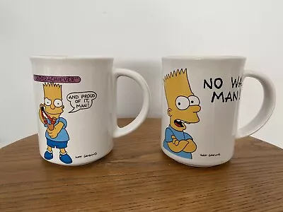 2 Vintage Retro The Simpsons Bart Simpson Underachiever No Way Man! Mugs 1991 • $30
