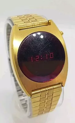 Unbranded 70s Vintage Red LED Watch Men's 33 Mm Gold Tone New Batteries • $100