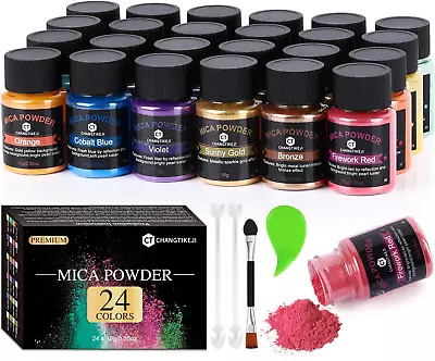 Mica Powder，24 Colors - 10g/Bottle Of Natural Pigment Powder For Epoxy Resin，Soa • $14.12