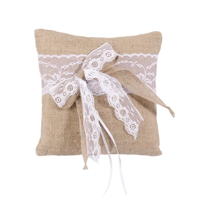  Hessian Burlap Wedding Ring Bearer Bridal Pillow Flower Girl • £10.65