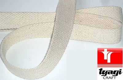 100 % Cotton Canvas Webbing Belt Fabric Strap Bag Making Beige Natural Color • £15.78