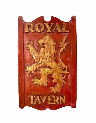 Sign Royal Tavern The Golden Lion Symbol Heavy Plaster Vintage Decor • $225