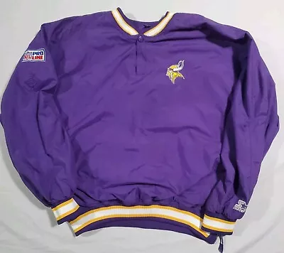 Vintage Starter Pro Line Minnesota Vikings Long Sleeve Pullover Size XL Purple • $39.99