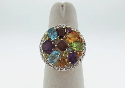 Natural Multi-Color Gemstones Solid 10K Yellow Gold Ring FREE Sizing • $446.25