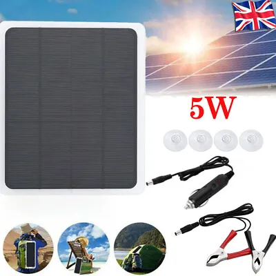 Portable 5W 12V Solar Panel Trickle Battery Charger Car Van Caravan Boat Kit UK • £10.17