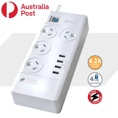 4 Outlet Surge Protected USB Power Board Powerboard • $32.95