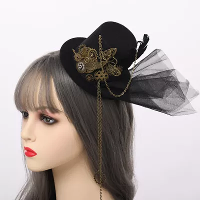 Steampunk Hat Hair Clip Lady Headwear Gear Wing Clock Butterfly Mini Top Gothic • $14.99
