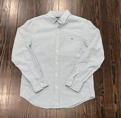 Vineyard Vines Slim Fit Tucker Shirt Men’s Small Green Blue White Plaid • $14.99