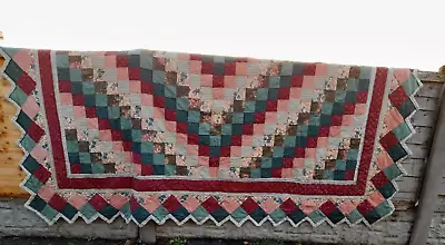 Vintage Patchwork Handmade Cotton Quilted Throw Bedspread 50 Inches X 47 Inches • £49.99