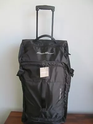 Eddie Bauer Traverse 27  Rolling Carry On Packable Duffle Bag Black Nylon NWT • $139