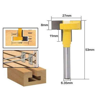 1Pc 27mm T-Slot Cutter Dia Router Bit 1/4'' Shank Tool For Plywood Wood Door • £8.09