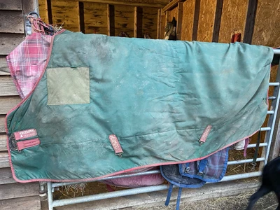 £5 • Buy Rambo Horseware 6'6 Medium Weight Stable Rug Green (used)