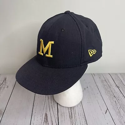 Michigan Wolverines Official Cap New Era 79 FIFTY 7 1/8 Fitted Wool Hat Navy • $14.95