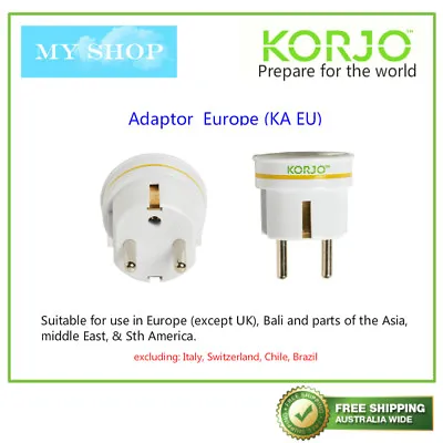 $17.50 • Buy KORJO Travel Plug Adaptor From AUSTRALIA/NEW ZEALAND To Europe(except UK), Bali