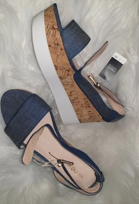 £16.90 • Buy Next Platform Chunky Cork Sandals New UK 4 EU 37 Like Denim