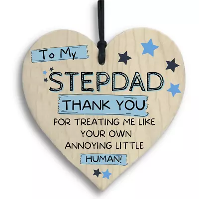 Wooden Plaque Heart Stepdad Dad Present Father's Day Message Birthday Gift Idea  • £2.99