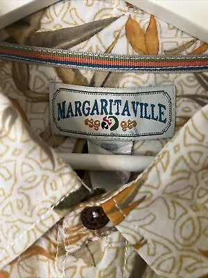 Margaritaville Mens Short Sleeve Button Down Hawaiian Shirt  XL Beach Palm Trees • $12.74