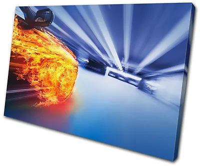 Canvas Art Picture Print Decorative Photo Furious Car Flames Illustration Fast • £19.99