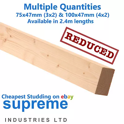 Timber Stud Wall CLS 3x2 & 4x2 2.4M - Min Order 10 Lengths • £7.25