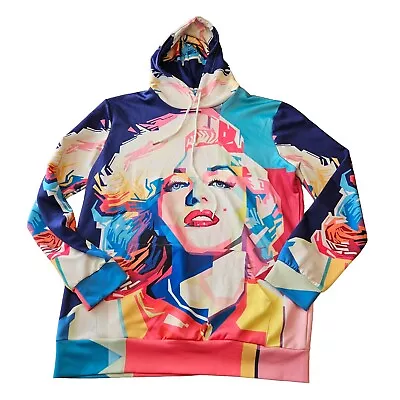 Watercolor Marilyn Monroe Figure Print Pullover Loose Fit Drawstring Hoodie XL  • $39.99