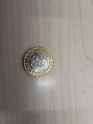 £1 • Buy William Shakespeare £2 Pound Coin Skull & Rose Mint Error Off Centre Collectible