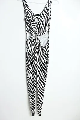 Pretty Little Thing Womens Cut Out Side Zebra Catsuit - Size 6 (z-i3) • £4.99