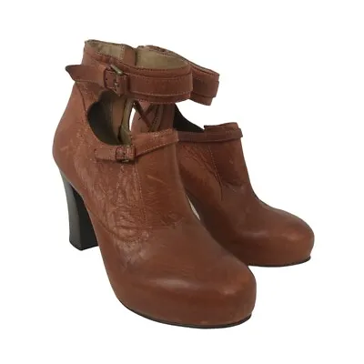 $55.99 • Buy Anthropologie Schuler & Sons Womens Size 7 Brown Leather Cutout Bootie