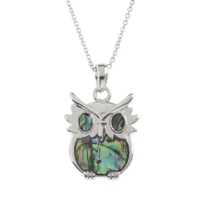 Owl Necklace Paua Abalone Shell Pendant Silver Fashion Jewellery Gift Boxed • $10.58