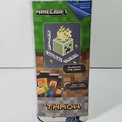 Minecraft Earth Glow In The Dark Throw Blanket Kids Build Explore 46”x60” Soft! • $23.99