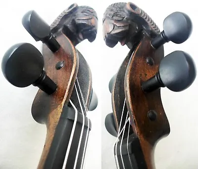 Fine Old Lionhead Violin - Video - Antique Rare Lion Head バイオリン скрипка 小提琴 477 • $1274