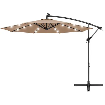 Barton Offset Hanging Umbrella Blue W/LEDs 10' 8 Steel Ribs Outdoor Patio Lawn • $84.95