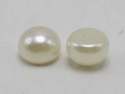 100 Ivory Acrylic Bread Shape Half Drilled Pearl Beads 10mm For Pendant Ear Post • £3.71