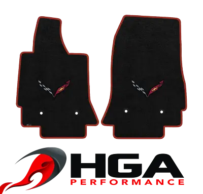 2014-2019 C7 Corvette Black Floor Mats Carbon Flags Logo & Red Binding • $175.99