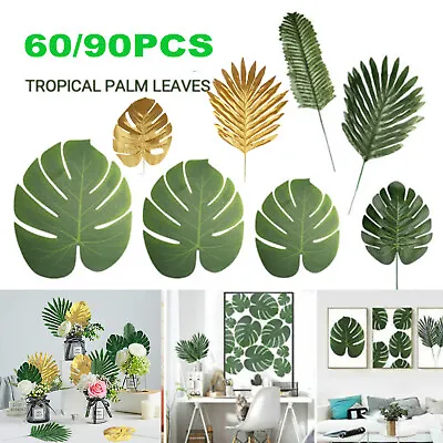 £11.99 • Buy Artificial Tropical Palm Leaves Luau Party Decoration Monstera Fake Large Green